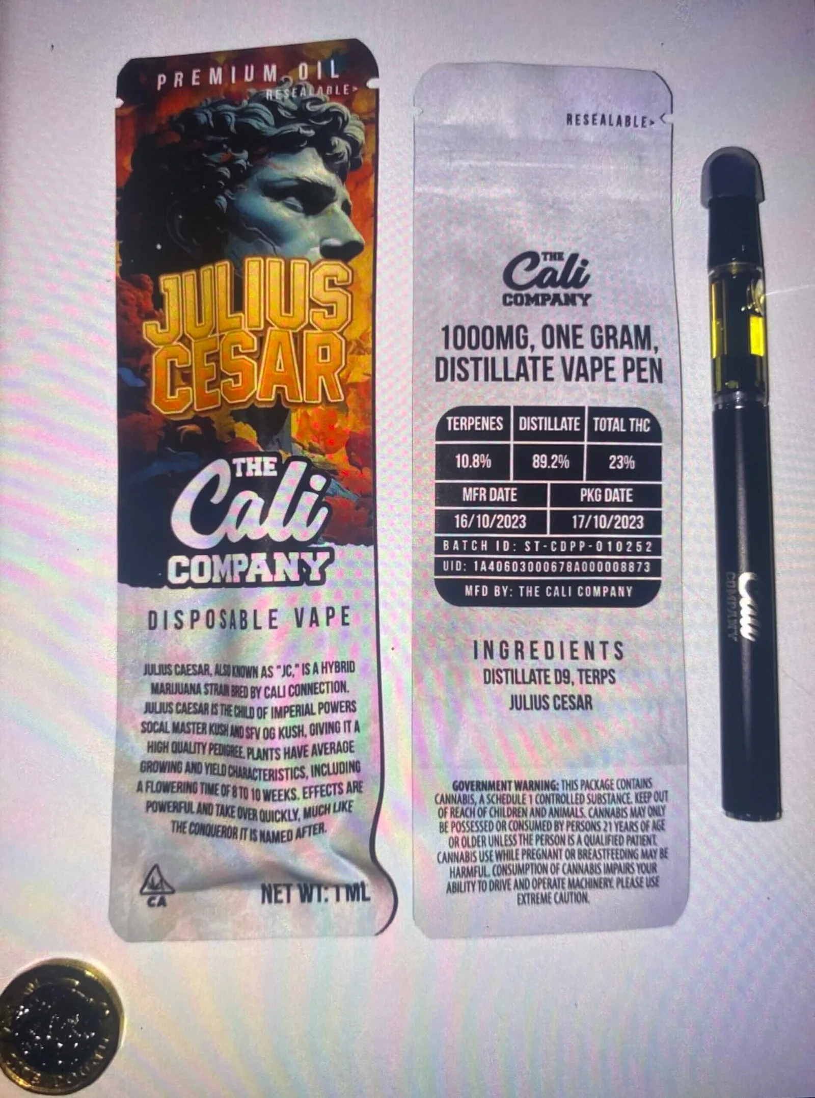 The Cali Company 1000mg Disposable Vape - Banana Kush